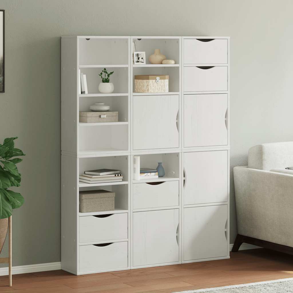 vidaXL Bijzetkasten 5 st ODDA 40x24x79 cm massief grenenhout wit - Aashly