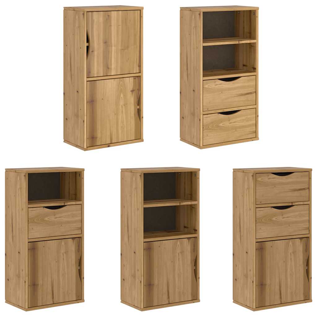 vidaXL Bijzetkasten 5 st ODDA 40x24x79 cm massief grenenhout wit - Aashly