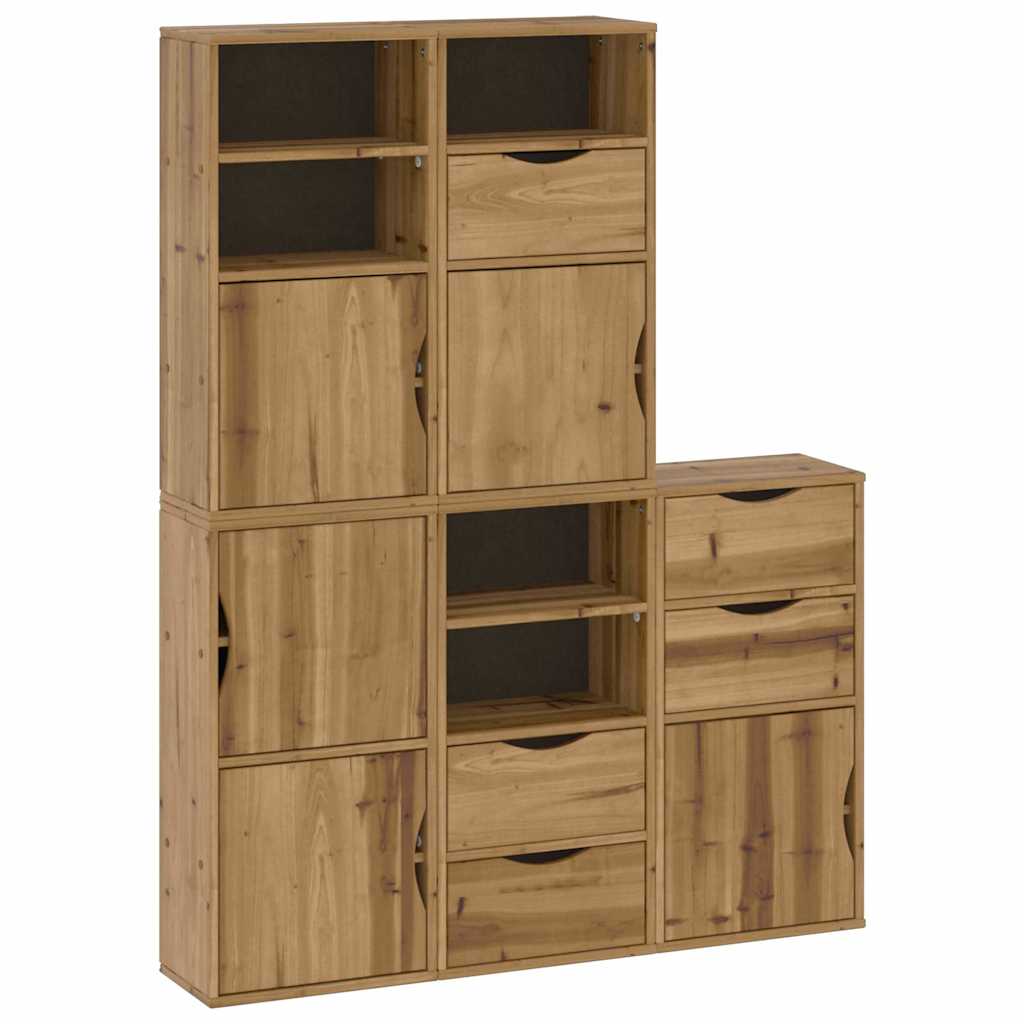 vidaXL Bijzetkasten 5 st ODDA 40x24x79 cm massief grenenhout wit - Aashly