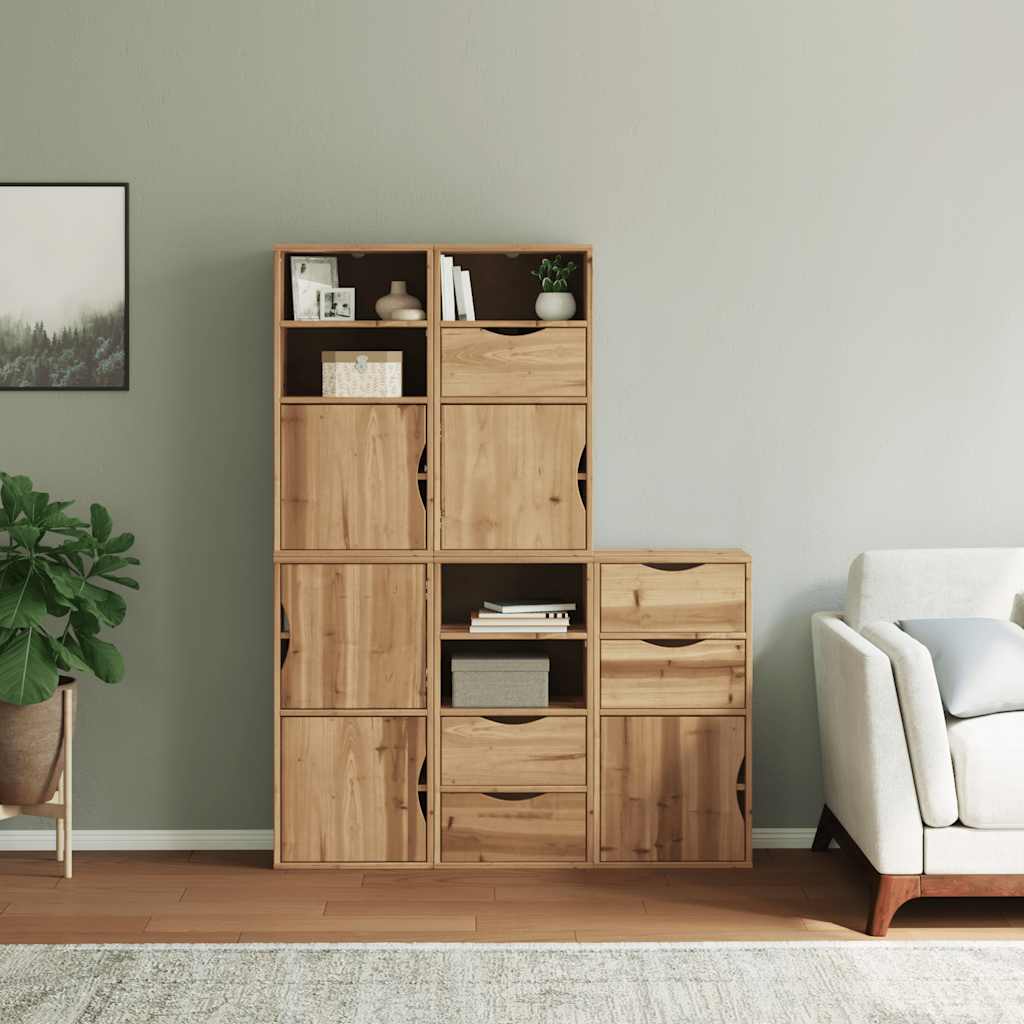 vidaXL Bijzetkasten 5 st ODDA 40x24x79 cm massief grenenhout wit - Aashly