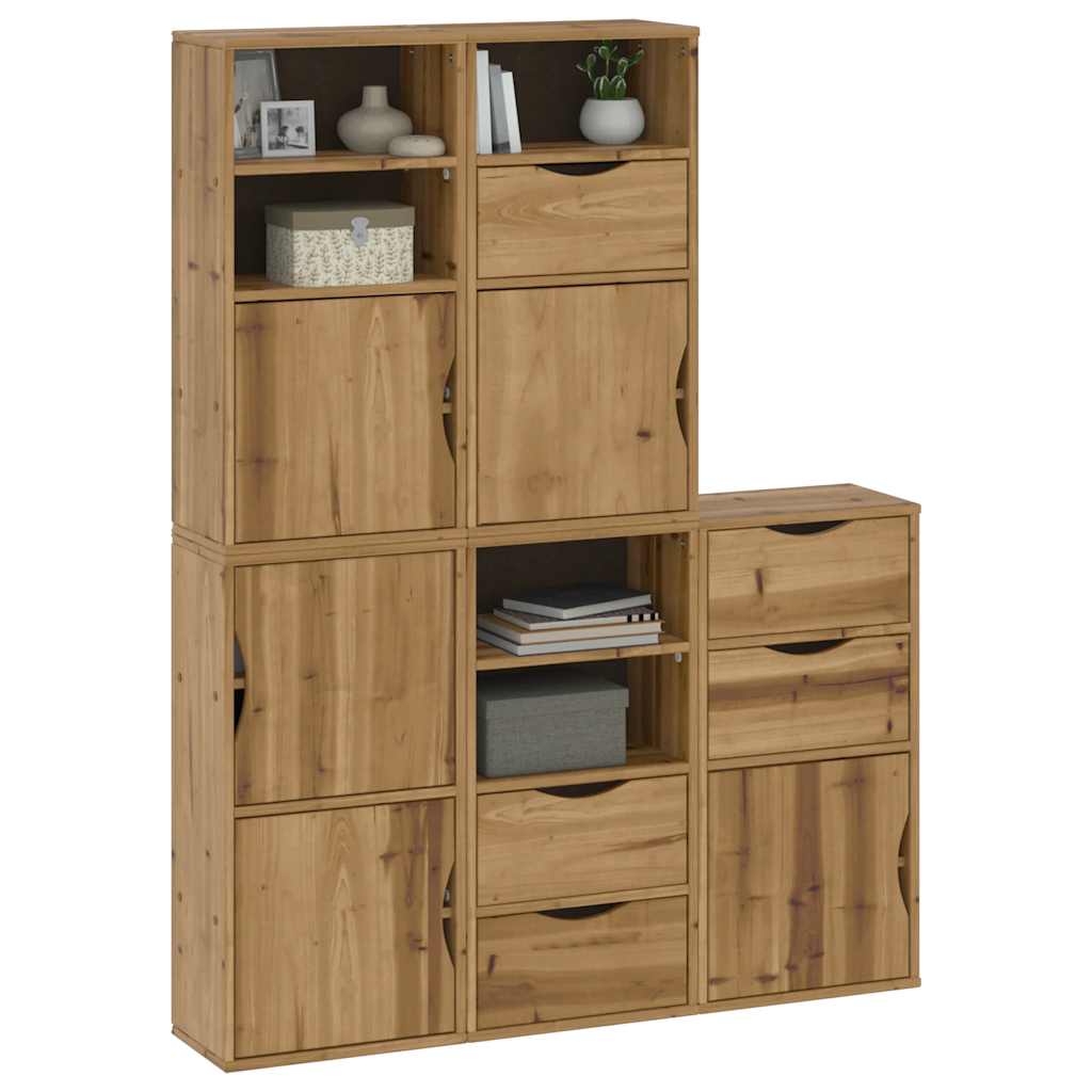 vidaXL Bijzetkasten 5 st ODDA 40x24x79 cm massief grenenhout wit - Aashly