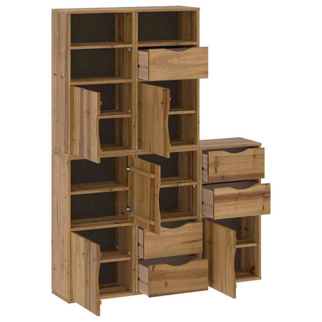 vidaXL Bijzetkasten 5 st ODDA 40x24x79 cm massief grenenhout wit - Aashly