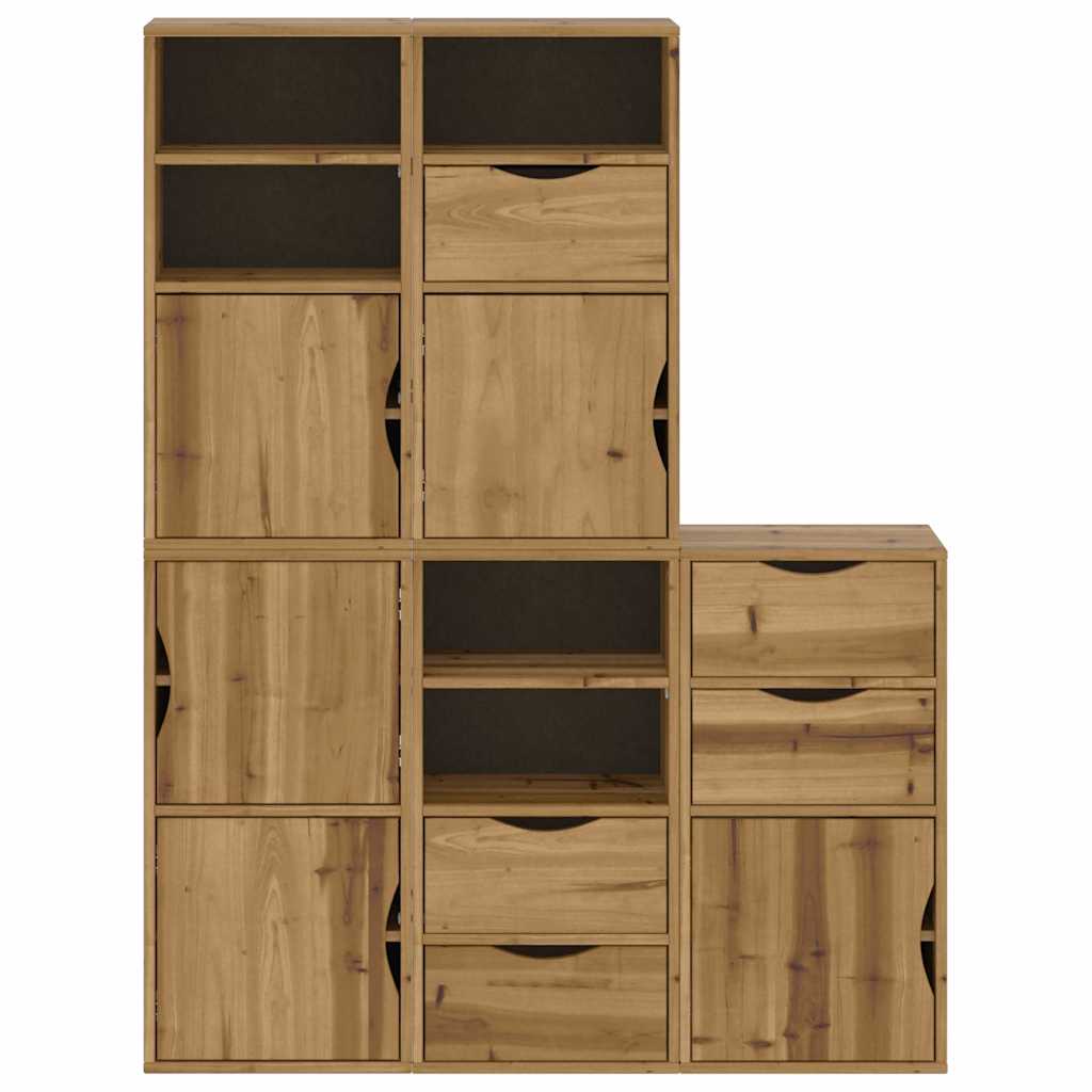 vidaXL Bijzetkasten 5 st ODDA 40x24x79 cm massief grenenhout wit - Aashly