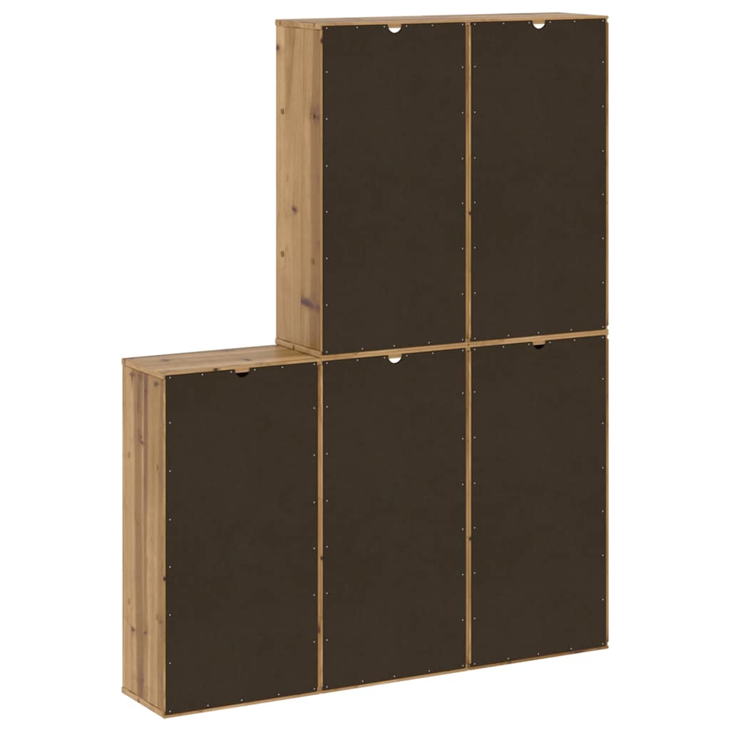 vidaXL Bijzetkasten 5 st ODDA 40x24x79 cm massief grenenhout wit - Aashly