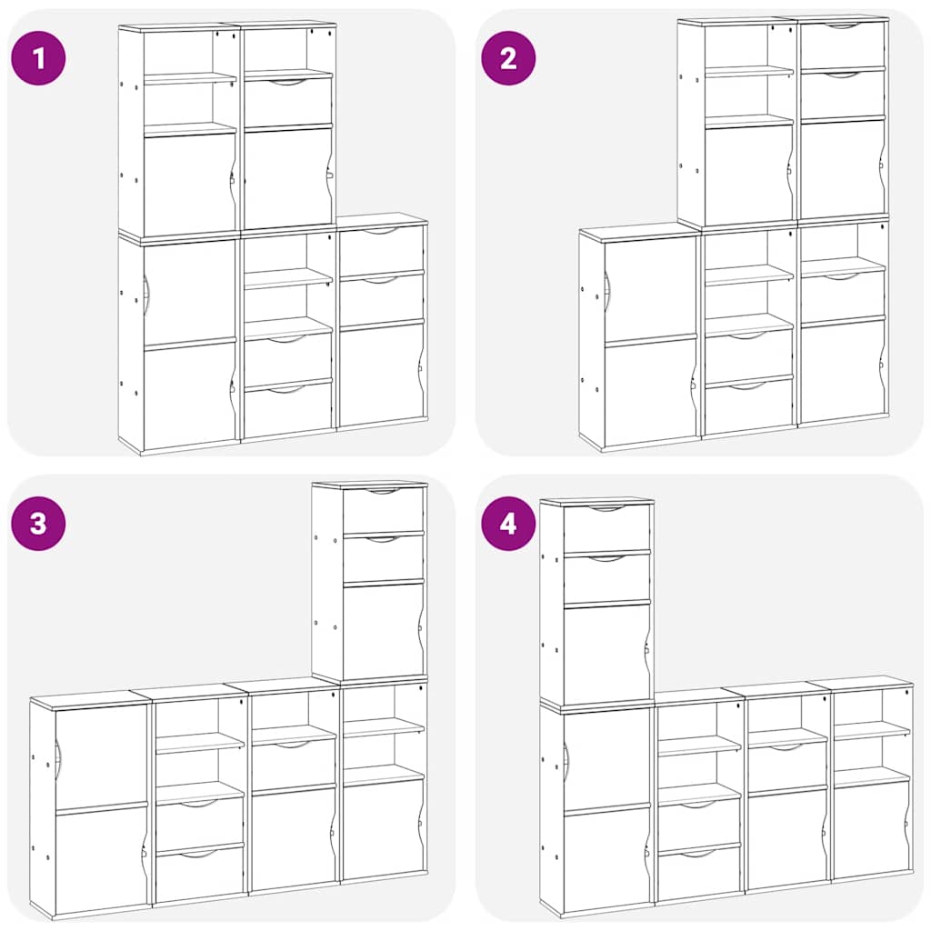 vidaXL Bijzetkasten 5 st ODDA 40x24x79 cm massief grenenhout wit - Aashly