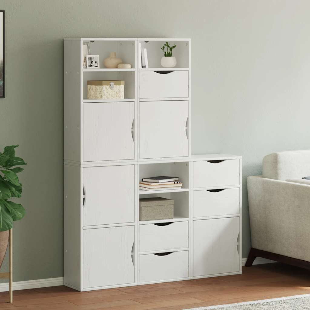 vidaXL Bijzetkasten 5 st ODDA 40x24x79 cm massief grenenhout wit - Aashly