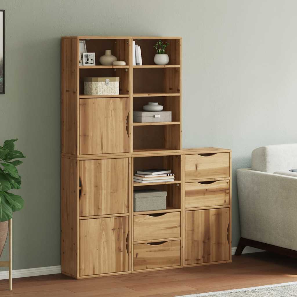 vidaXL Bijzetkasten 5 st ODDA 40x24x79 cm massief grenenhout wit - Aashly