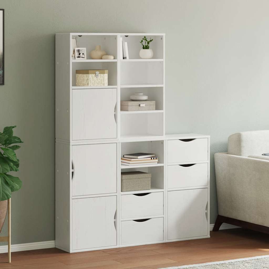 vidaXL Bijzetkasten 5 st ODDA 40x24x79 cm massief grenenhout wit - Aashly