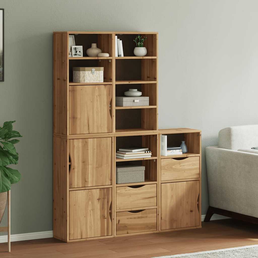 vidaXL Bijzetkasten 5 st ODDA 40x24x79 cm massief grenenhout wit - Aashly