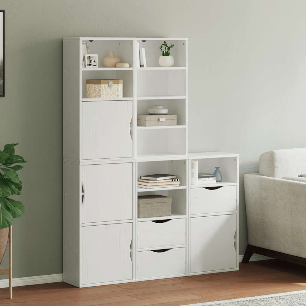 vidaXL Bijzetkasten 5 st ODDA 40x24x79 cm massief grenenhout wit - Aashly