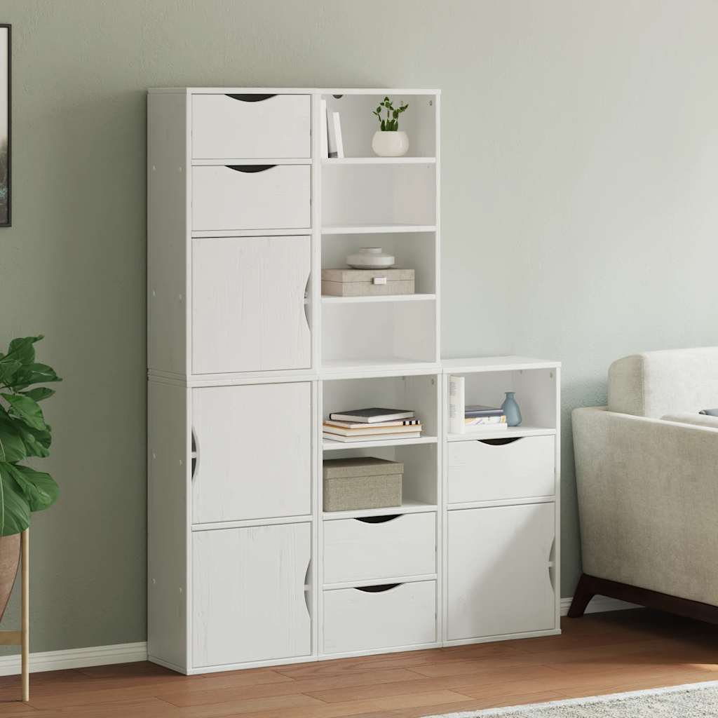 vidaXL Bijzetkasten 5 st ODDA 40x24x79 cm massief grenenhout wit - Aashly