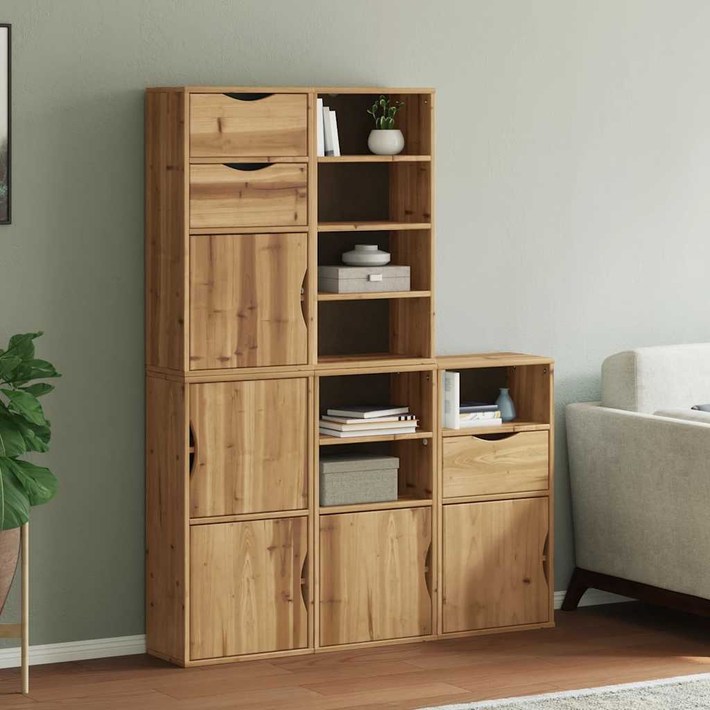 vidaXL Bijzetkasten 5 st ODDA 40x24x79 cm massief grenenhout wit - Aashly