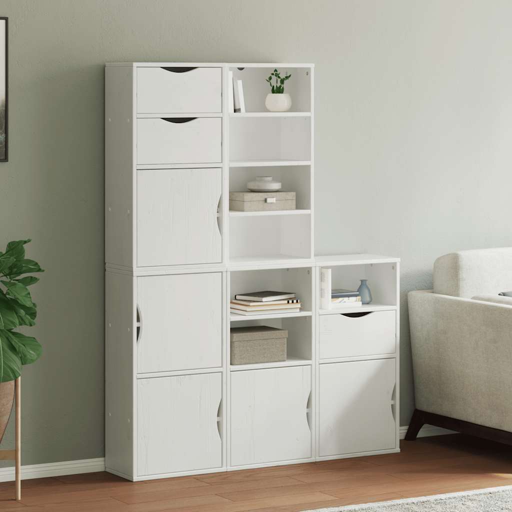 vidaXL Bijzetkasten 5 st ODDA 40x24x79 cm massief grenenhout wit - Aashly
