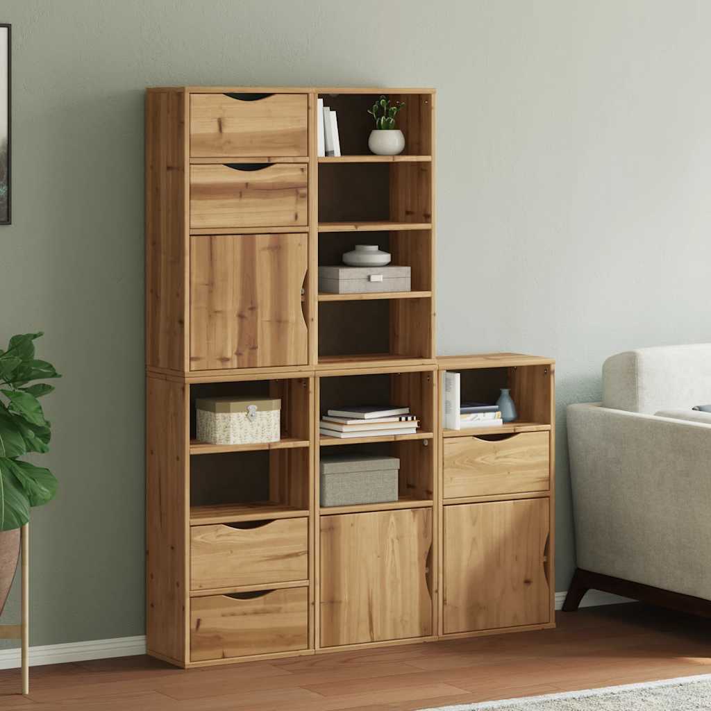 vidaXL Bijzetkasten 5 st ODDA 40x24x79 cm massief grenenhout wit - Aashly