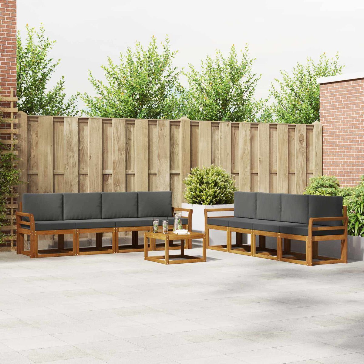 vidaXL Buiten bankenset 9 pcs Naturel Massief Acaciahout
