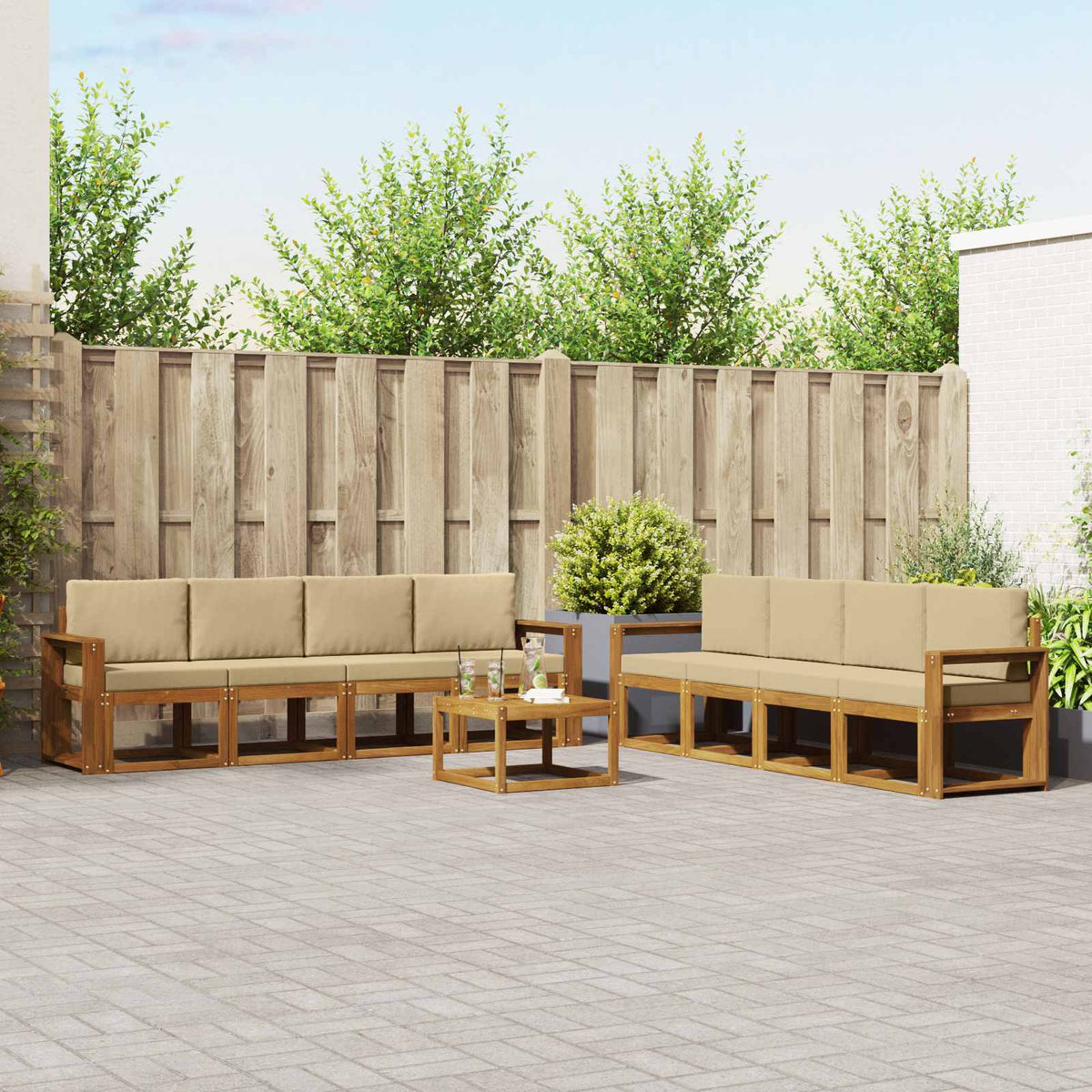 vidaXL Buiten bankenset 9 pcs Naturel Massief Acaciahout
