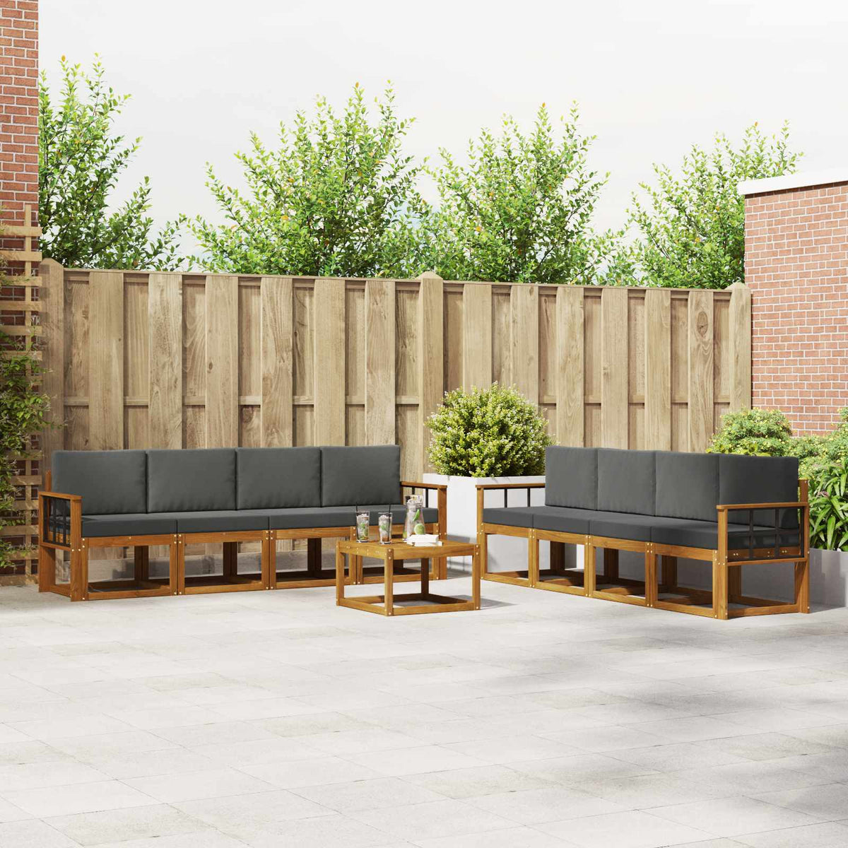 vidaXL Buiten bankenset 9 pcs Naturel Massief Acaciahout