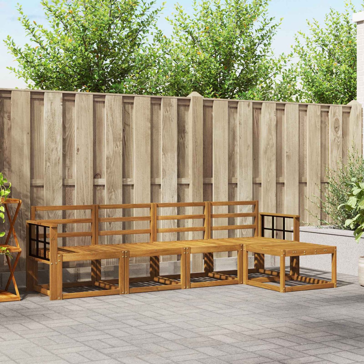 vidaXL Buiten bankenset 5 pcs Naturel Massief Acaciahout