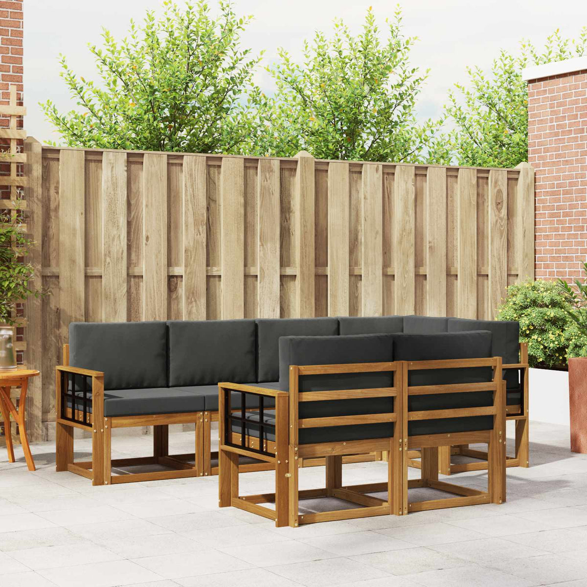 vidaXL Bankstel met kussen 7 pcs Natuurlijk en Crème