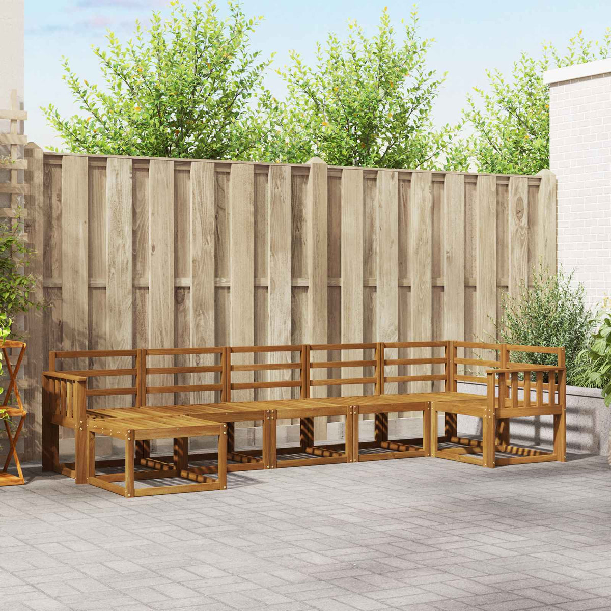 vidaXL Bankstel met kussen 7 pcs Natuurlijk en Crème