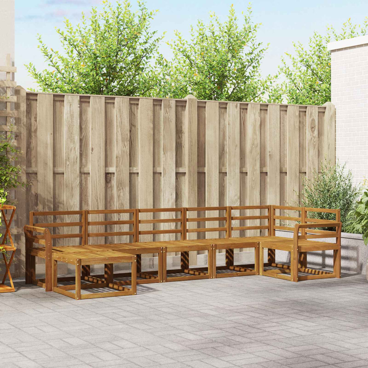 vidaXL Bankstel met kussen 7 pcs Natuurlijk en Crème