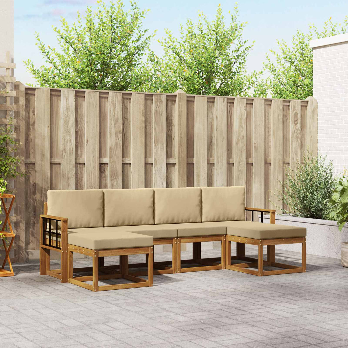 vidaXL Buiten bankenset 6 pcs Naturel Massief Acaciahout