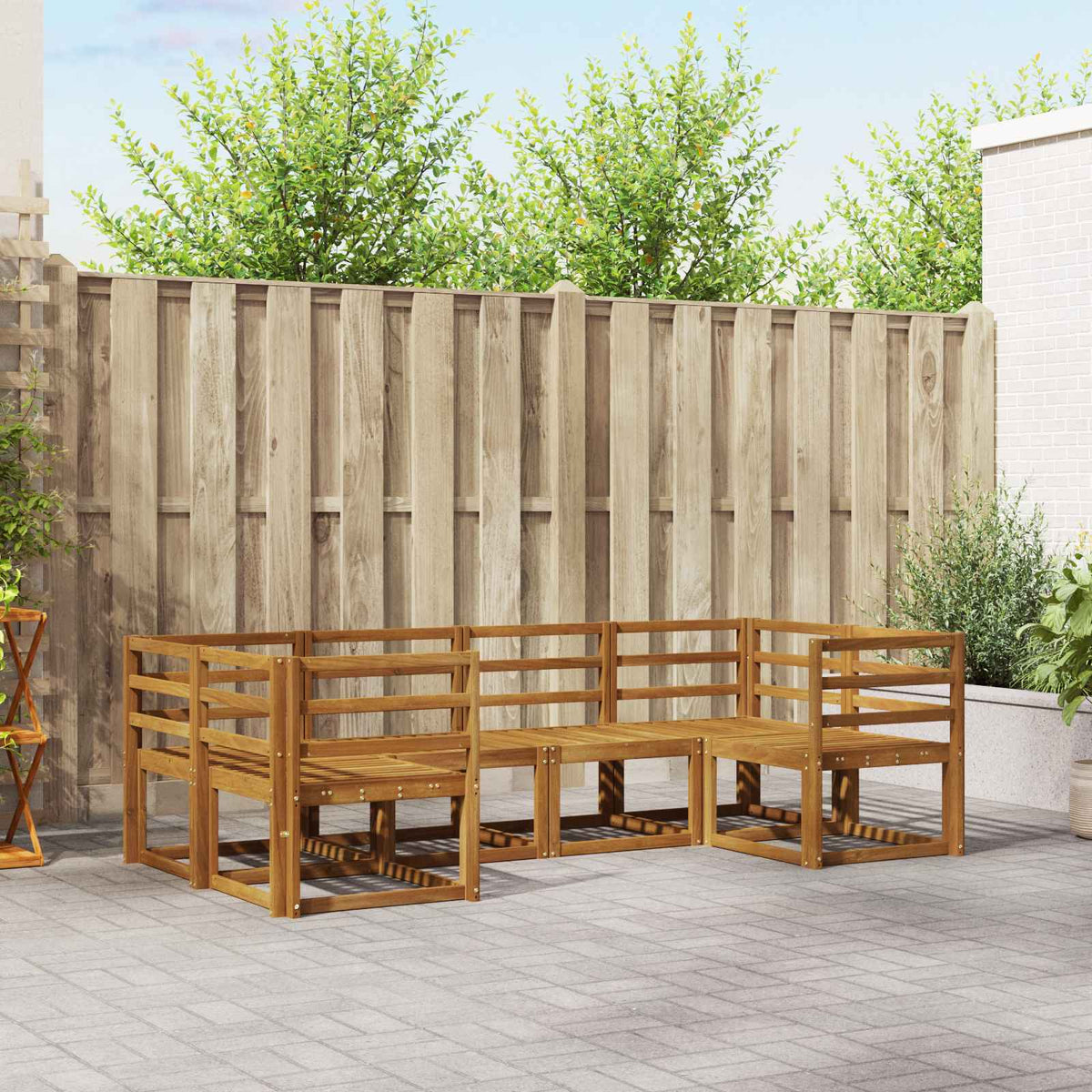 vidaXL Bankstel met kussen 6 pcs Natuurlijk en Crème