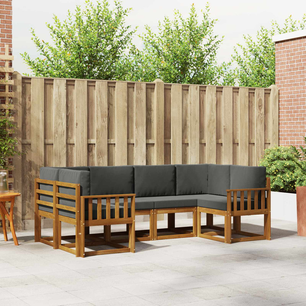 vidaXL Bankstel met kussen 6 pcs Natuurlijk en Crème
