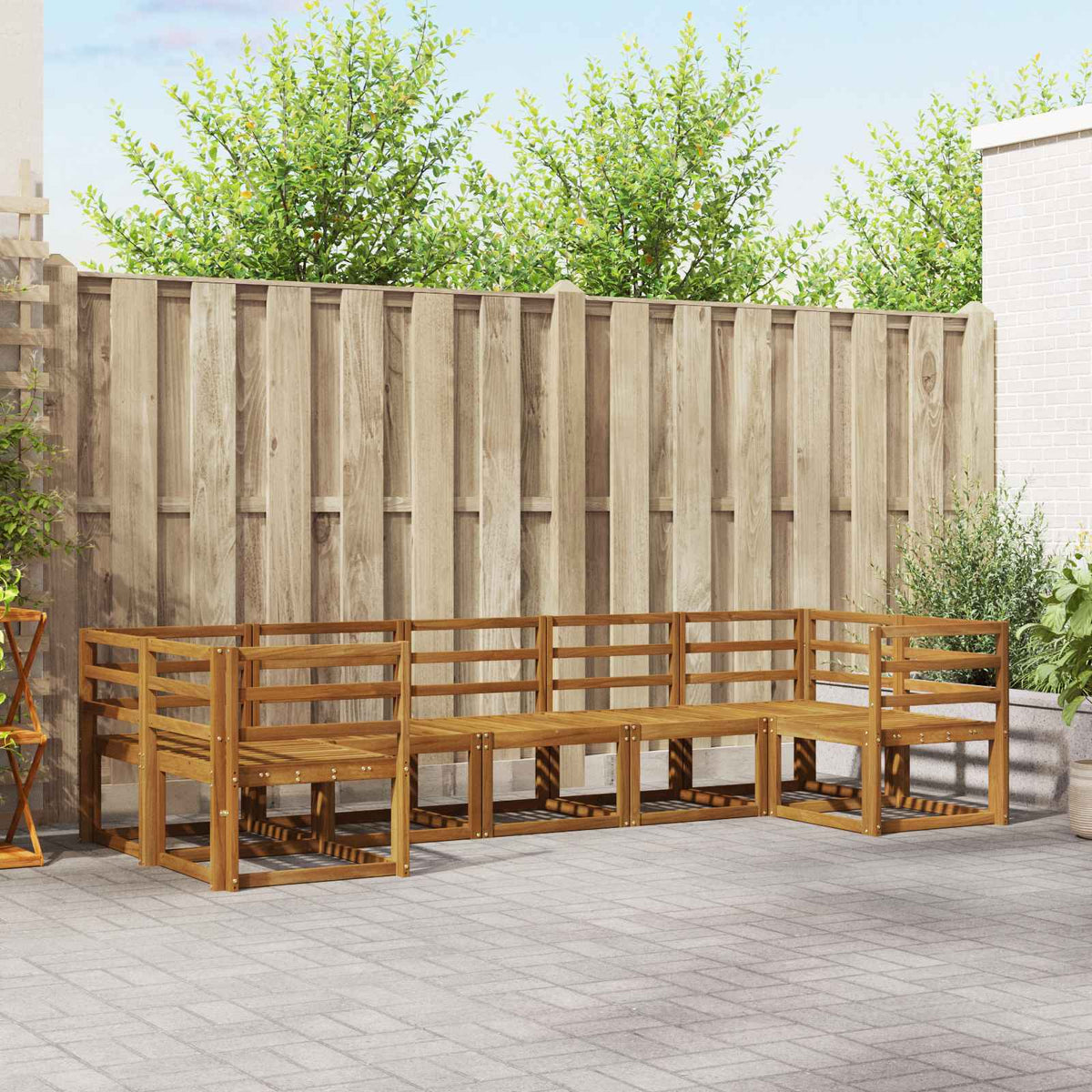 vidaXL Bankstel met kussen 7 pcs Natuurlijk en Crème