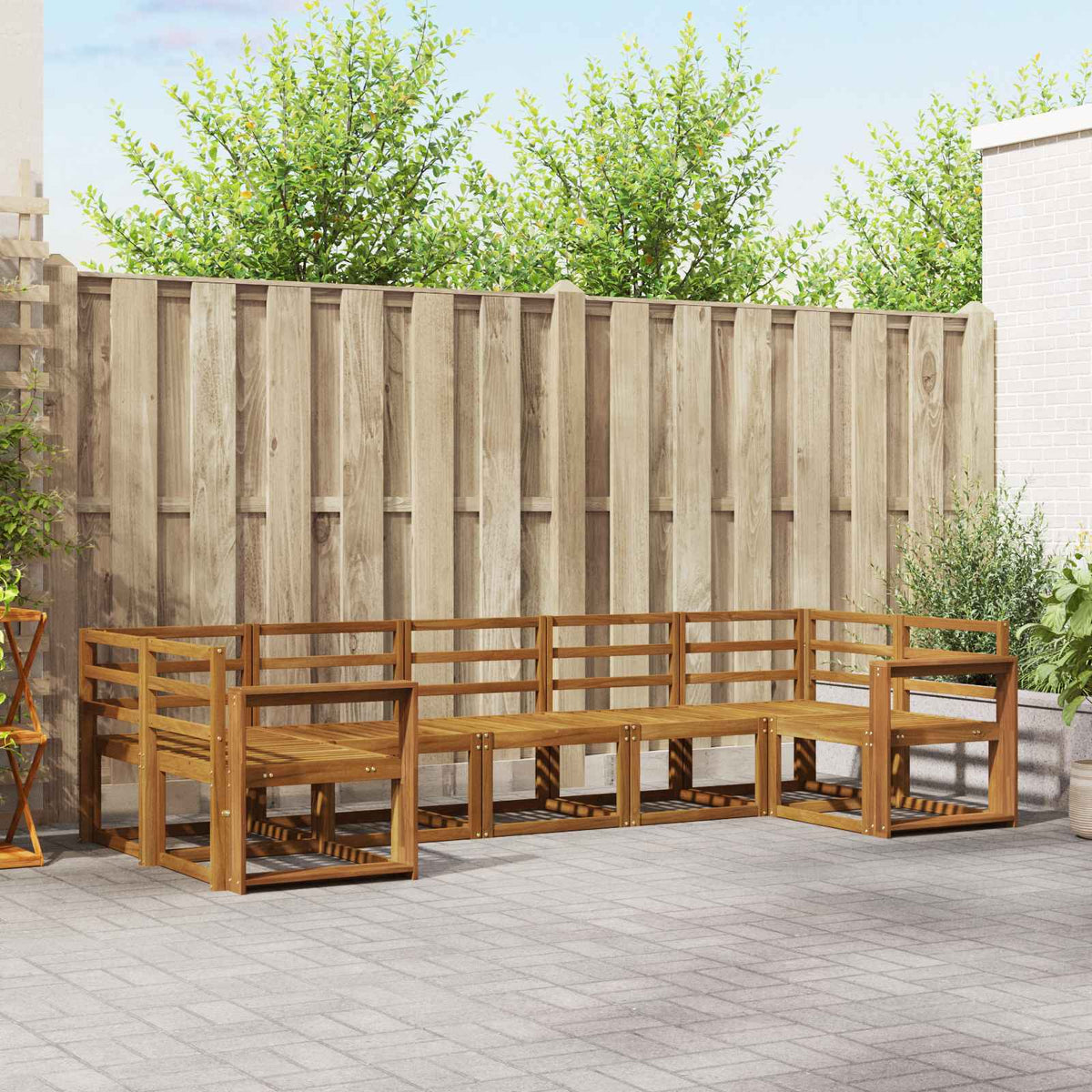 vidaXL Bankstel met kussen 7 pcs Natuurlijk en Crème