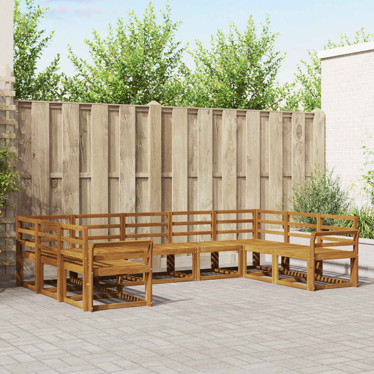 vidaXL Buiten bankenset met kussen 9 pcs Natuurlijk en Crème