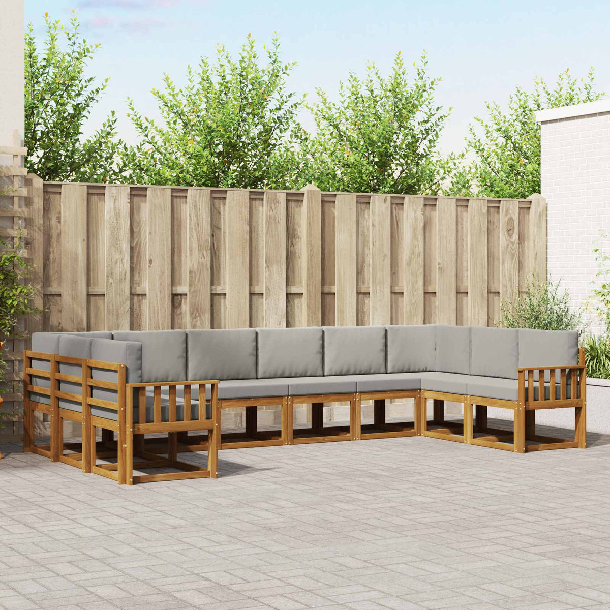 vidaXL Bankstel met kussen 10 pcs Natuurlijk en Crème
