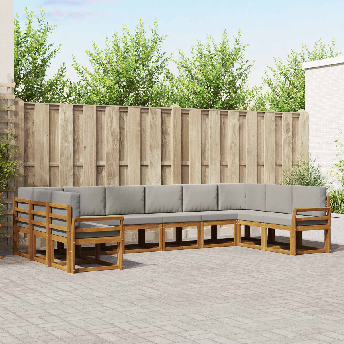 vidaXL Bankstel met kussen 10 pcs Natuurlijk en Crème