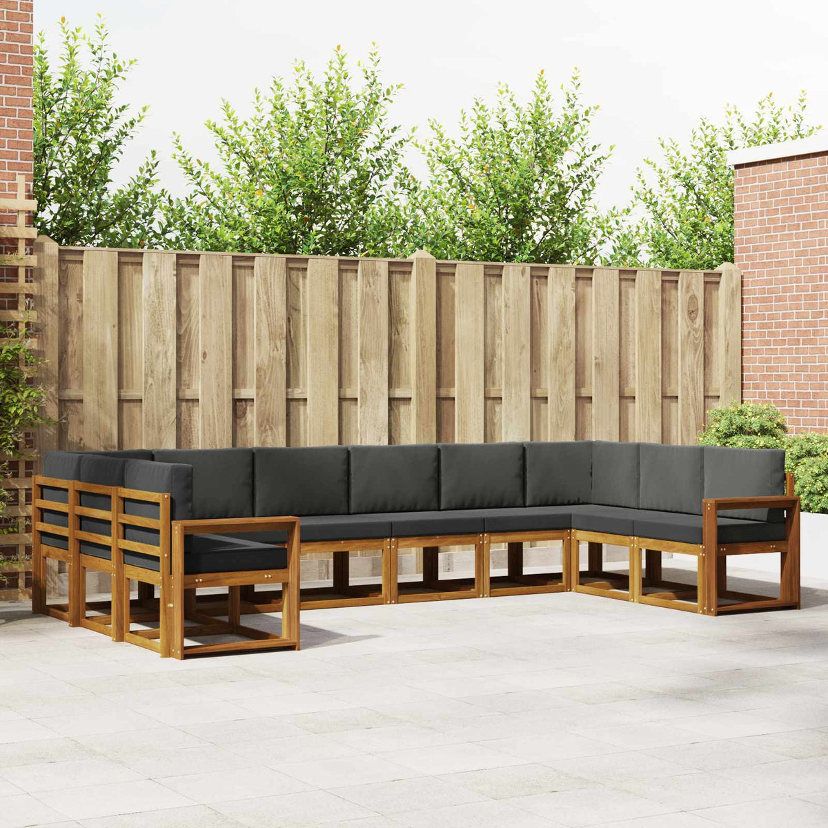 vidaXL Bankstel met kussen 10 pcs Natuurlijk en Crème