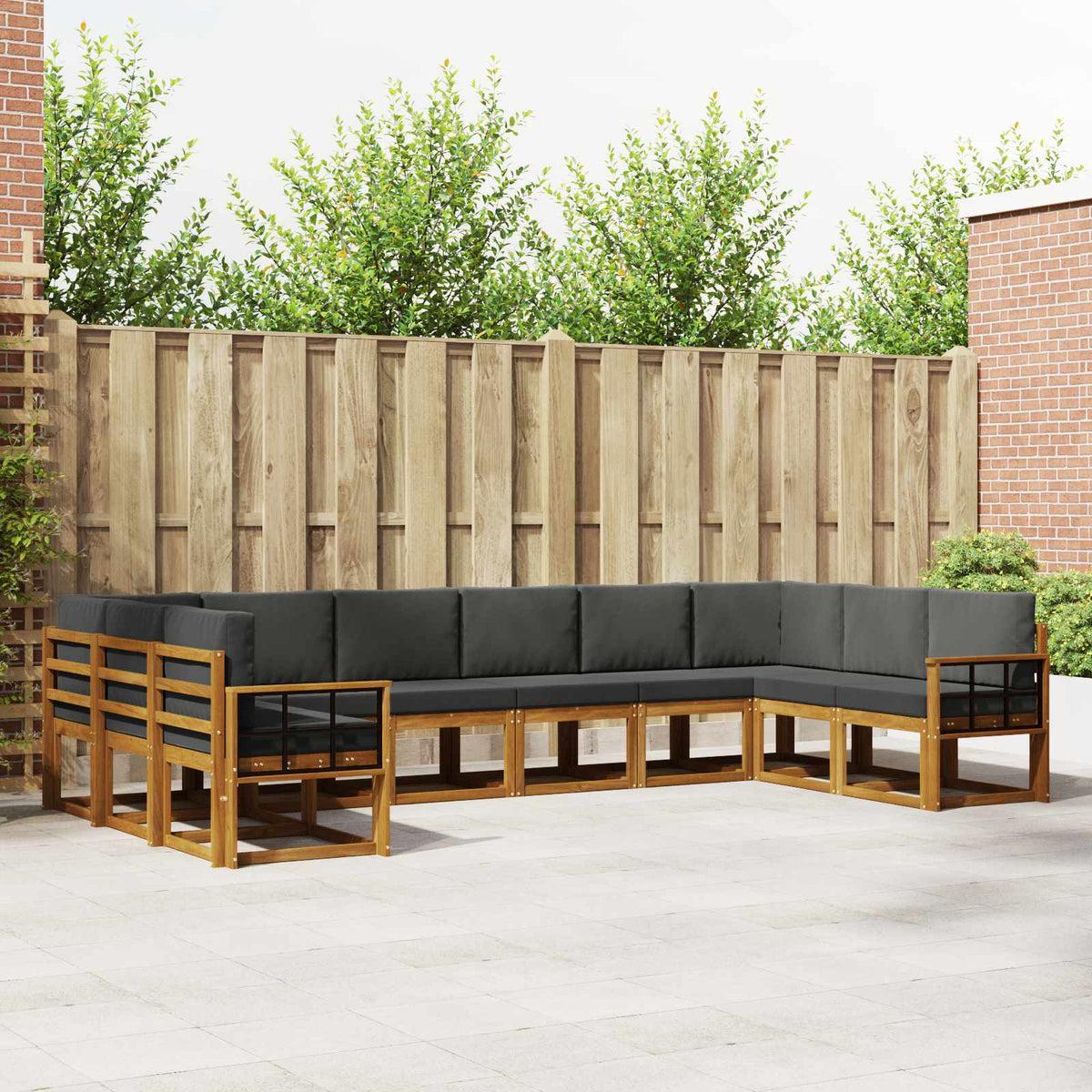 vidaXL Bankstel met kussen 10 pcs Natuurlijk en Crème