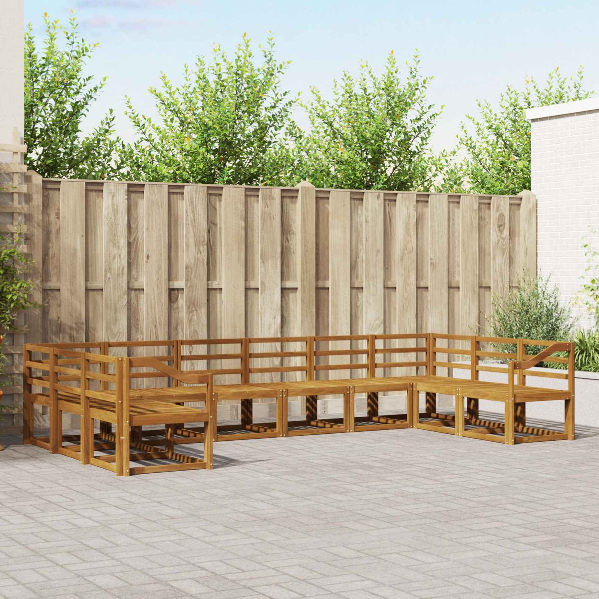 vidaXL Bankstel met kussen 10 pcs Natuurlijk en Crème