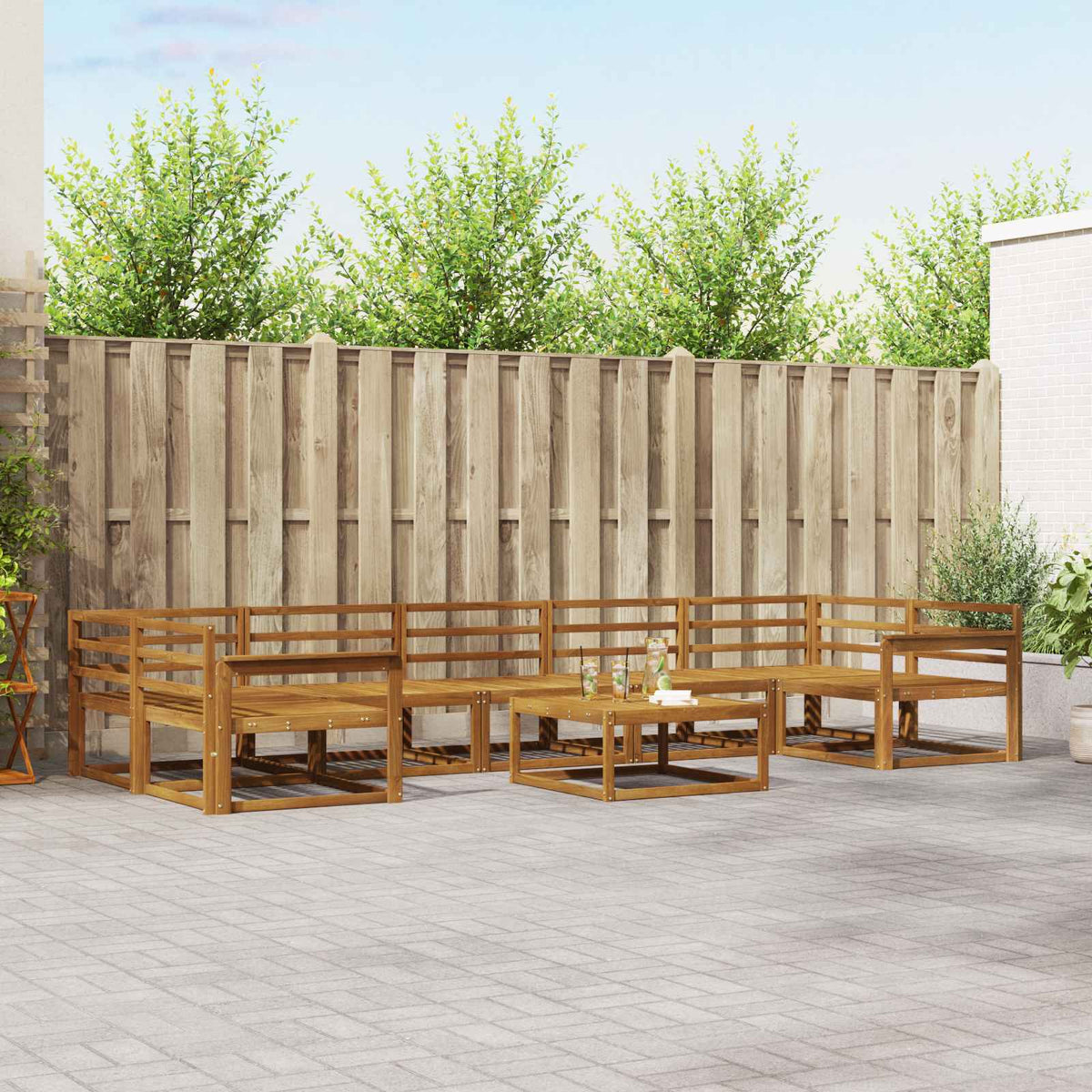 vidaXL Buiten bankenset 8 pcs Naturel Massief Acaciahout