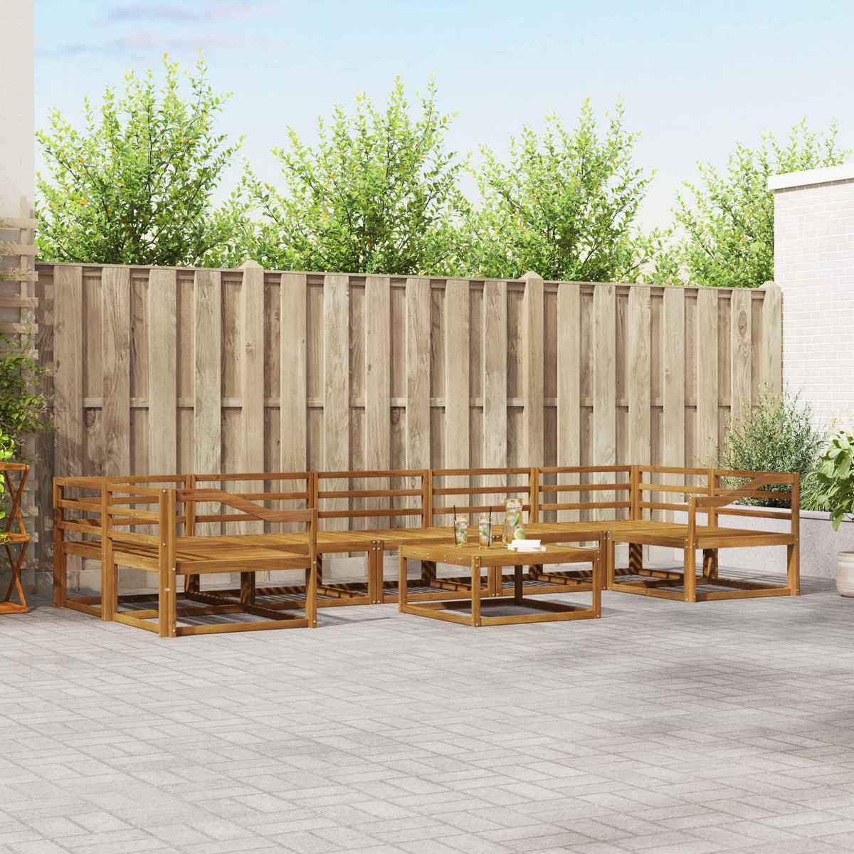vidaXL Buiten bankenset 8 pcs Naturel Massief Acaciahout