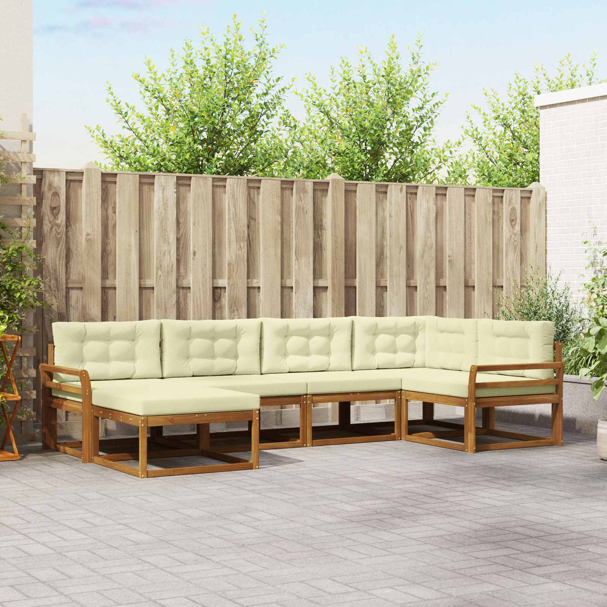vidaXL Buiten bankenset 6 pcs Naturel Massief Acaciahout