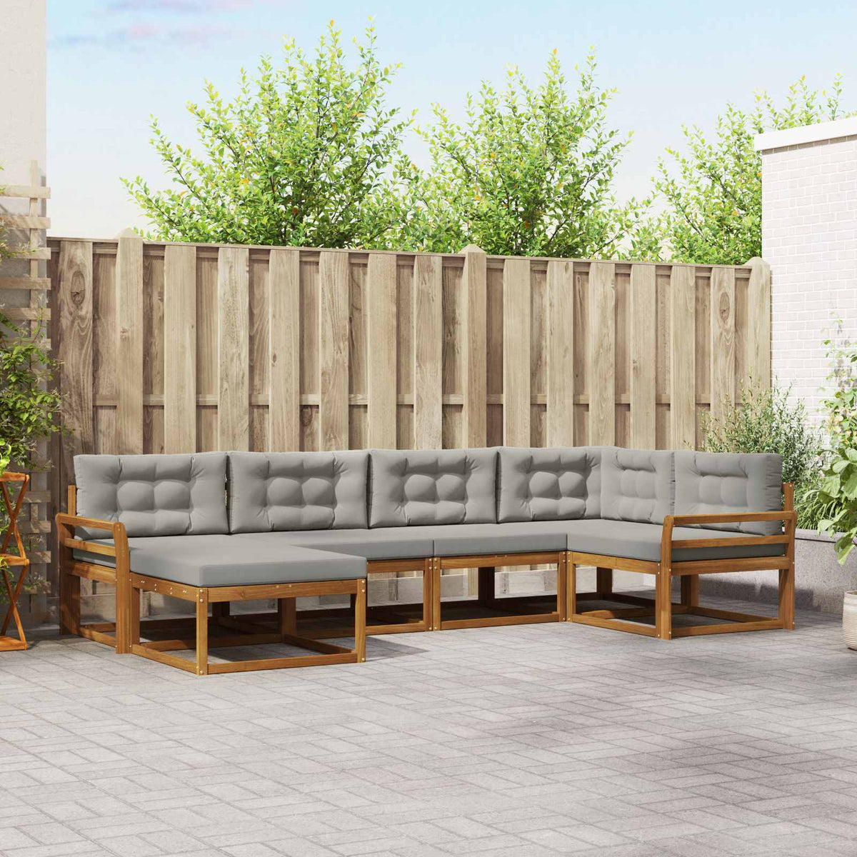 vidaXL Buiten bankenset 6 pcs Naturel Massief Acaciahout