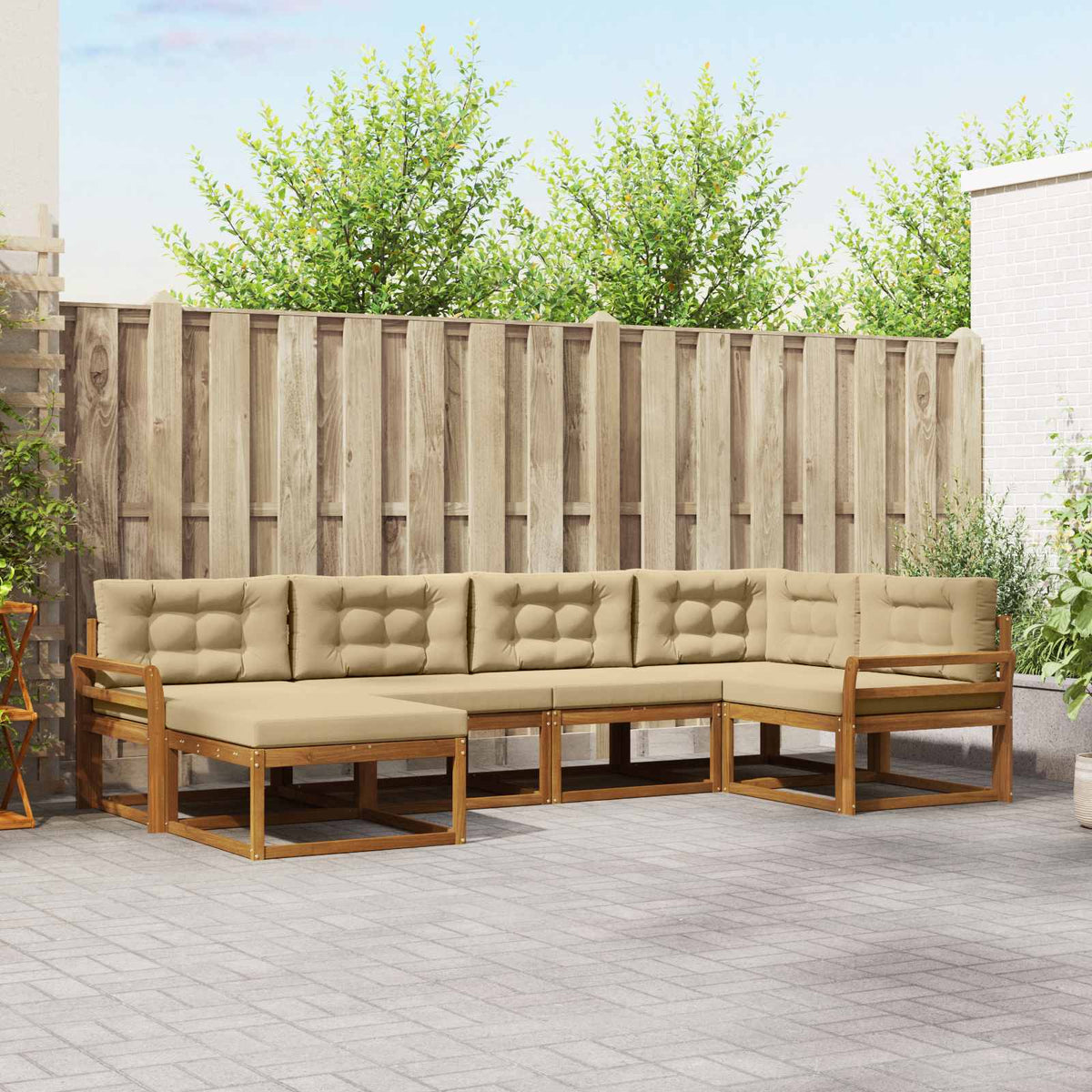 vidaXL Buiten bankenset 6 pcs Naturel Massief Acaciahout