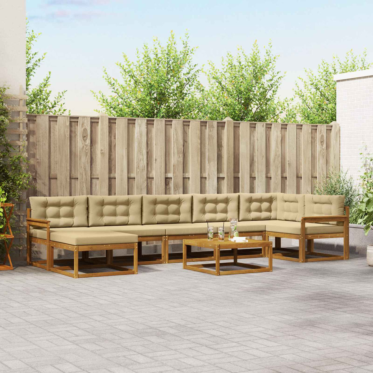 vidaXL Buiten bankenset 8 pcs Naturel Massief Acaciahout