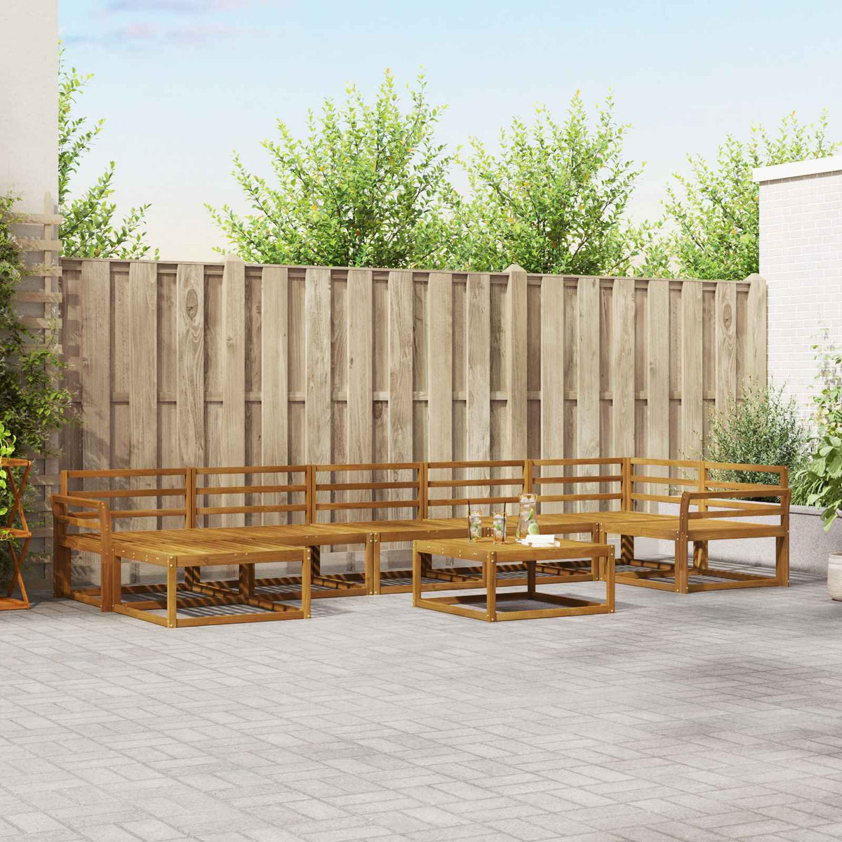 vidaXL Buiten bankenset 8 pcs Naturel Massief Acaciahout