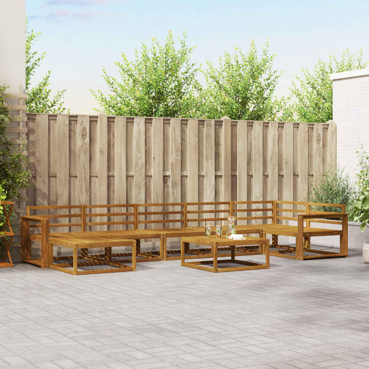 vidaXL Buiten bankenset 8 pcs Naturel Massief Acaciahout