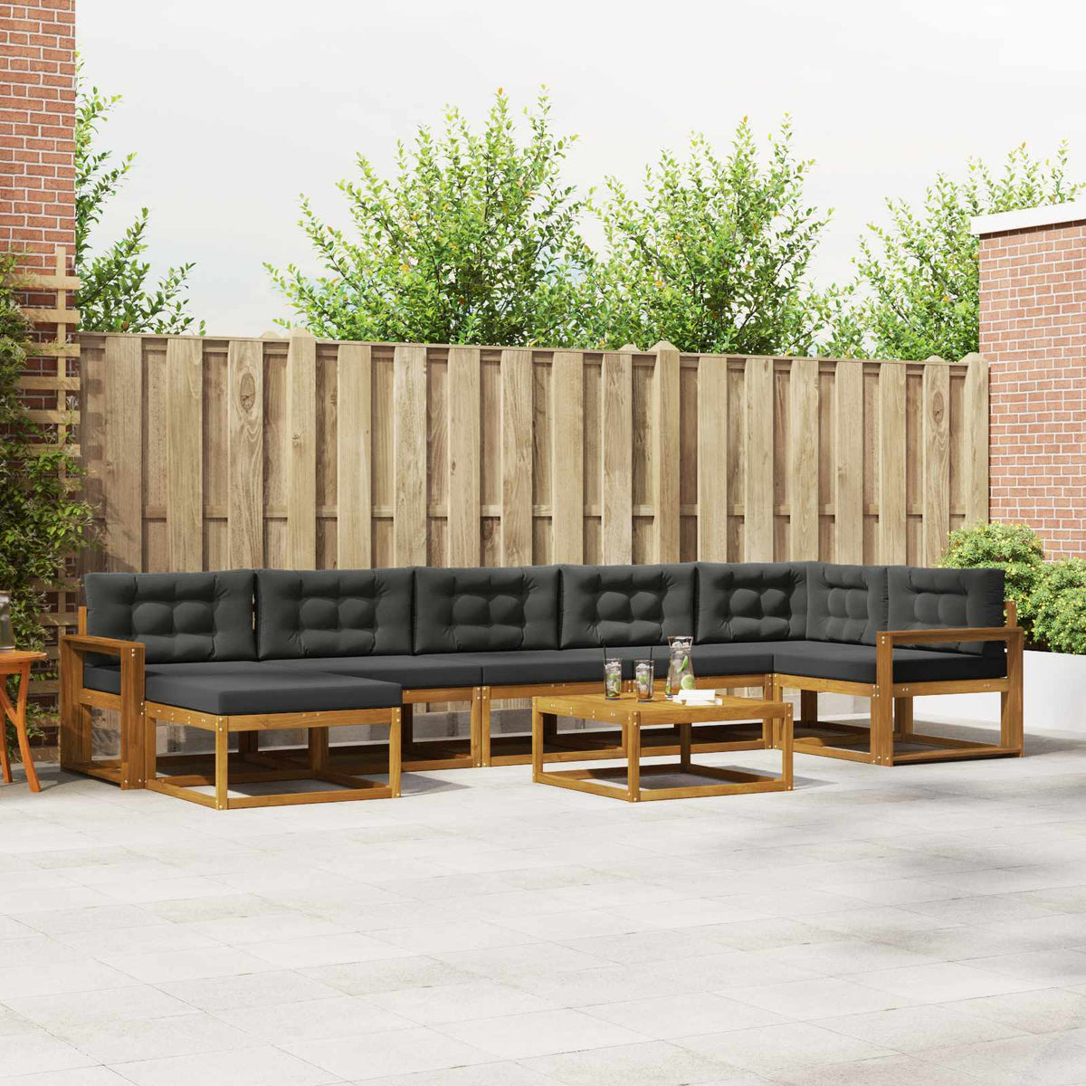 vidaXL Buiten bankenset 8 pcs Naturel Massief Acaciahout