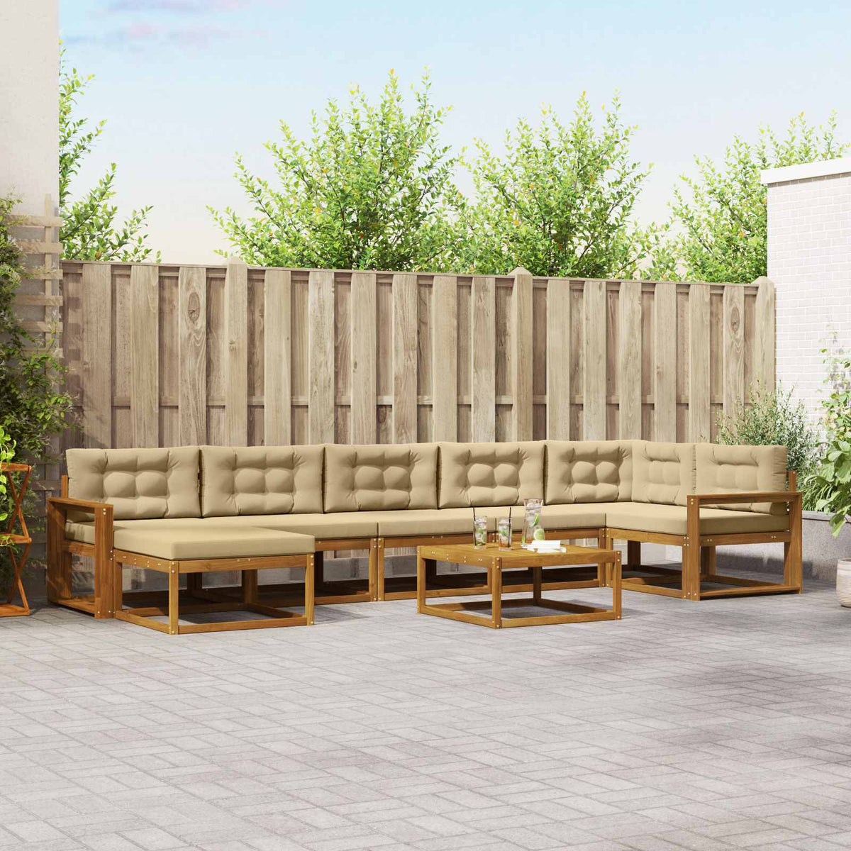 vidaXL Buiten bankenset 8 pcs Naturel Massief Acaciahout