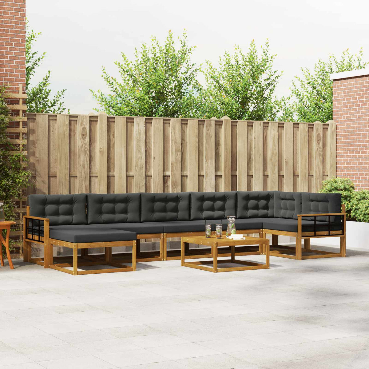 vidaXL Buiten bankenset 8 pcs Naturel Massief Acaciahout
