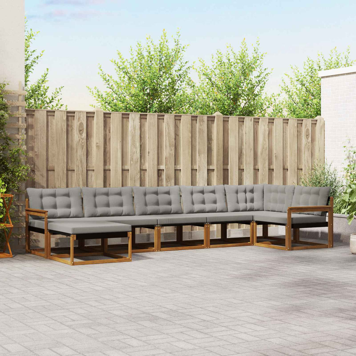 vidaXL Buiten bankenset 21 pcs Natuurlijk en Crème Massief Acaciahout