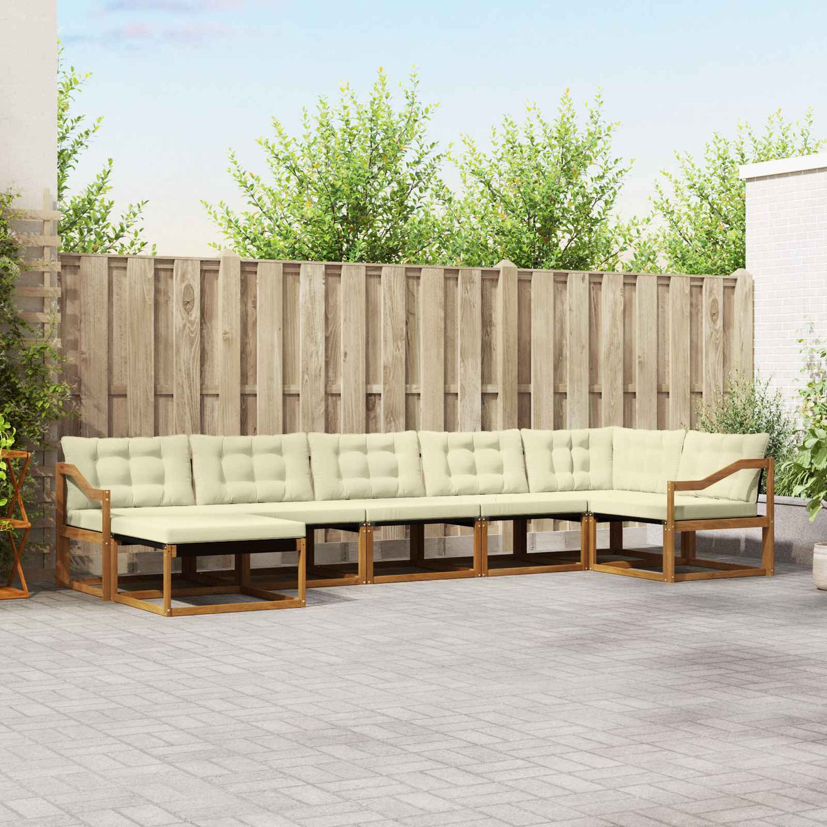 vidaXL Buiten bankenset 21 pcs Natuurlijk en Crème Massief Acaciahout