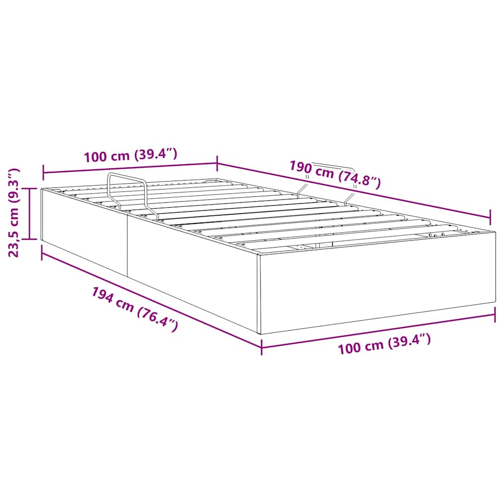 vidaXL Opslag bed met matras met opslag Lichtgrijs 203 x 100 cm Stof